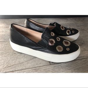 J/Slides Limited Slip On Platform w Silver Eyelets